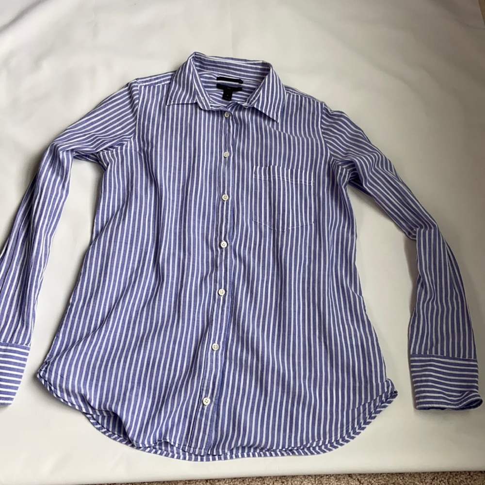 J. Crew |  blue striped shirt boy fit
